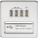 Knightsbridge SFQUADPCG Screwless Quad USB charger Outlet (5.1A) - Polished chrome with grey insert KB Knightsbridge - Sparks Warehouse