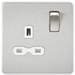 Knightsbridge SFR7000BCW Screwless 13A 1G DP Switched Socket - Brushed Chrome With White Insert Sockets Knightsbridge - Sparks Warehouse