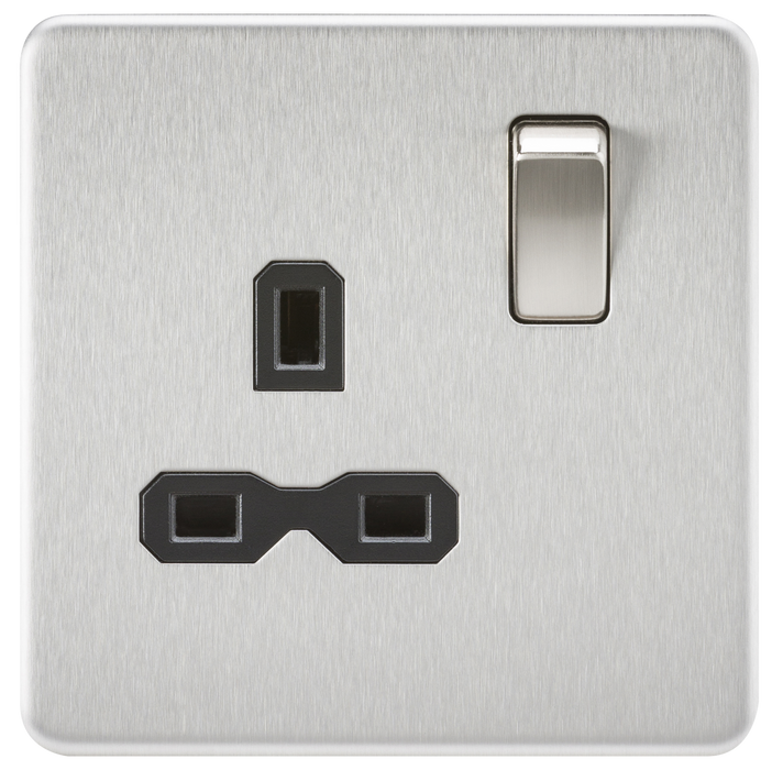 Knightsbridge SFR7000BC Screwless 13A 1G DP Switched Socket - Brushed Chrome Sockets Knightsbridge - Sparks Warehouse