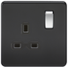 Knightsbridge SFR7000MB Screwless 13A 1G DP Switched Socket - Matt Black With Chrome Rocker Knightsbridge Screwless Flat Plate Matt Black Knightsbridge - Sparks Warehouse