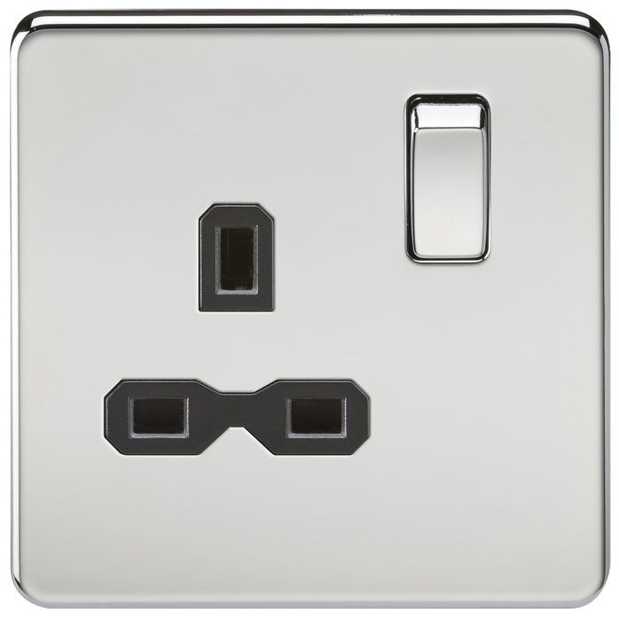 Knightsbridge SFR7000PC Screwless 13A 1G DP Switched Socket - Polished Chrome Light Switches Knightsbridge - Sparks Warehouse