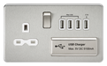 Knightsbridge SFR7USB4BCW Screwless 1G 13A Switched Socket With QUAD USB 5.1A - Brushed Chrome With White Insert sockets Knightsbridge - Sparks Warehouse