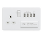 Knightsbridge SFR7USB4MW Screwless 13A switched socket with quad USB charger - Matt white Knightsbridge Screwless Flat Plate Matt White Knightsbridge - Sparks Warehouse