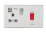 Knightsbridge SFR8333UBCG 45A DP Switch & 13A Switched Socket with Dual USB Charger 2.4A - Brushed Chrome with grey insert ML Knightsbridge - Sparks Warehouse