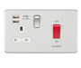 Knightsbridge SFR8333UBCW 45A DP Switch & 13A Switched Socket with Dual USB Charger 2.4A - Brushed Chrome with white insert ML Knightsbridge - Sparks Warehouse