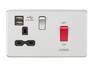Knightsbridge SFR8333UBC 45A DP Switch & 13A Switched Socket with Dual USB Charger 2.4A - Brushed Chrome with black insert ML Knightsbridge - Sparks Warehouse