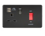 Knightsbridge SFR8333UMBB 45A DP Switch & 13A Switched Socket with Dual USB Charger 2.4A - Matt Black Knightsbridge Screwless Flat Plate Matt Black Knightsbridge - Sparks Warehouse