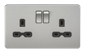 Knightsbridge SFR9000BC Screwless 13A 2G DP Switched Socket - Brushed Chrome With Black Insert Sockets Knightsbridge - Sparks Warehouse