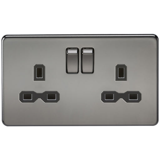Knightsbridge SFR9000BN Screwless 13A 2G DP Switched Socket - Black Nickel With Black Insert Sockets Knightsbridge - Sparks Warehouse