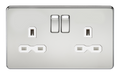 Knightsbridge SFR9000PCW Screwless 13A 2G DP Switched Socket - Polished Chrome With White Insert Sockets Knightsbridge - Sparks Warehouse