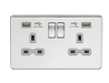 Knightsbridge SFR9224PCG 13A 2G Switched Socket with Dual USB Charger (2.4A) - Polished Chrome with Grey Insert ML Knightsbridge - Sparks Warehouse