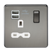 Knightsbridge SFR9901BNW Screwless 13A 1G Switched Socket With Dual USB Charger - Black Nickel With White Insert Sockets Knightsbridge - Sparks Warehouse