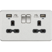 Knightsbridge SFR9904NBC 13A 2G Switched Socket, Dual USB (2.4A) with LED Charge Indicators - Brushed Chrome w/black insert ML Knightsbridge - Sparks Warehouse