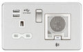 Knightsbridge SFR9905BCW - Screwless 13A socket, USB chargers (2.4A) and Bluetooth Speaker - Brushed Chrome Socket - With USB Knightsbridge - Sparks Warehouse