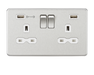 Knightsbridge SFR9906BCW Screwless 13A 2G Switched Socket With Type-A FASTCHARGE USB port - Brushed Chrome With White Insert USB Sockets Knightsbridge - Sparks Warehouse