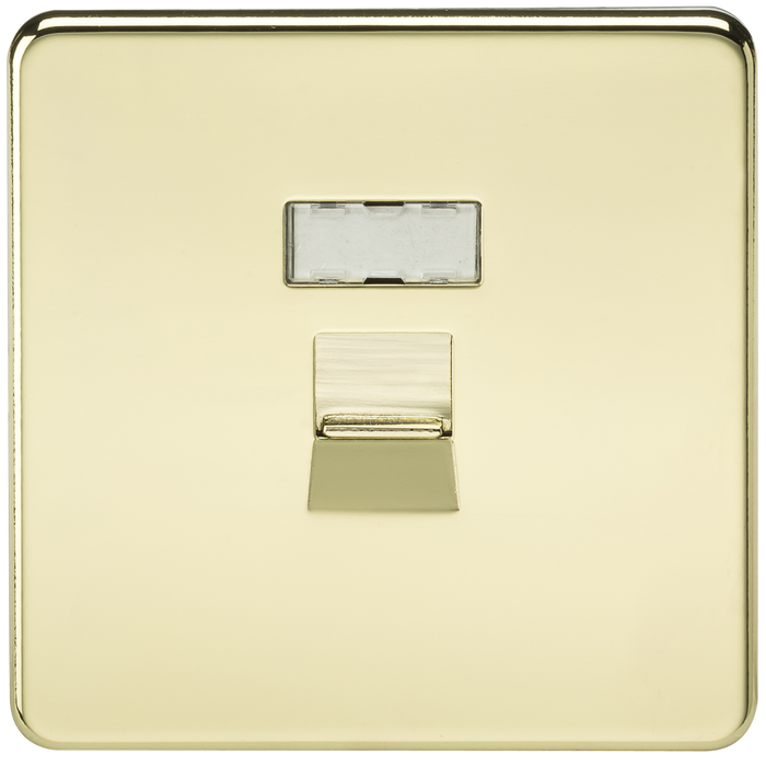 Knightsbridge SFRJ45PB Screwless RJ45 NETWORK Outlet - Polished Brass KB Knightsbridge - Sparks Warehouse