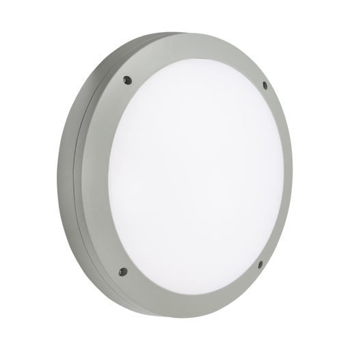 Knightsbridge SHE1GEMP 230V IP65 18W LED Round Bulkhead CCT with Emergency & Daylight Sensor Grey Flush Bathroom Ceiling Lights Sparks Warehouse - Sparks Warehouse