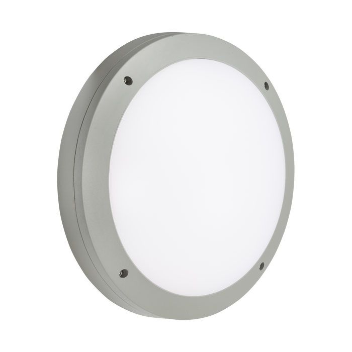 Knightsbridge SHE1GEMS 230V IP65 18W LED Round Bulkhead CCT with Emergency & Microwave Sensor Grey Flush Bathroom Ceiling Lights Knightsbridge - Sparks Warehouse