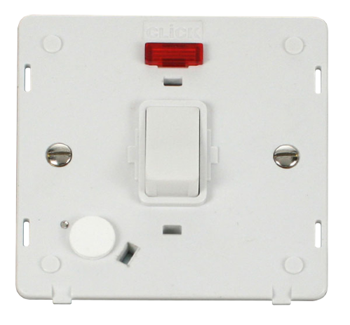 Scolmore SIN023PW - 20A DP Switch With Flex Outlet + Neon Insert - White Definity Scolmore - Sparks Warehouse