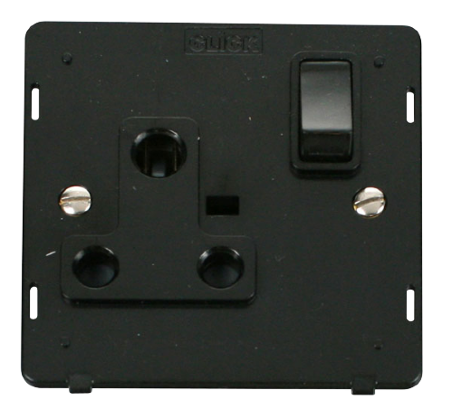Scolmore SIN034BK - 1 Gang 15A Round Pin Switched Socket Insert - Black Definity Scolmore - Sparks Warehouse