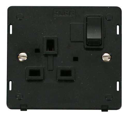 Scolmore SIN035BK - 1 Gang 13A DP Switched Socket Insert - Black Definity Scolmore - Sparks Warehouse