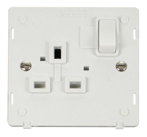 Scolmore SIN035PW - 1 Gang 13A DP Switched Socket Insert - White Definity Scolmore - Sparks Warehouse