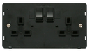 Scolmore SIN036BK - 2 Gang 13A DP Switched Socket Insert - Black Definity Scolmore - Sparks Warehouse