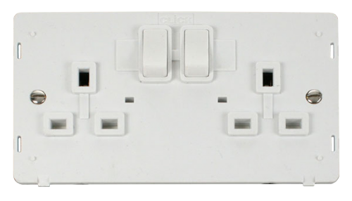 Scolmore SIN036PW - 2 Gang 13A DP Switched Socket Insert - White Definity Scolmore - Sparks Warehouse