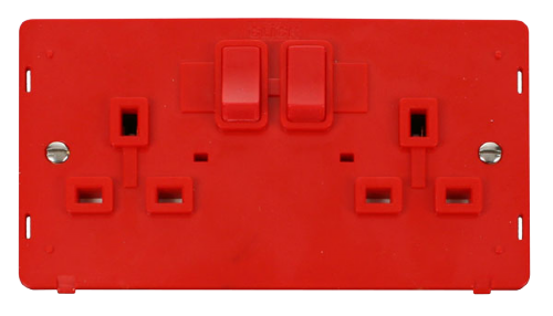 Scolmore SIN036RD - 2 Gang 13A DP Switched Socket Insert - Red Definity Scolmore - Sparks Warehouse