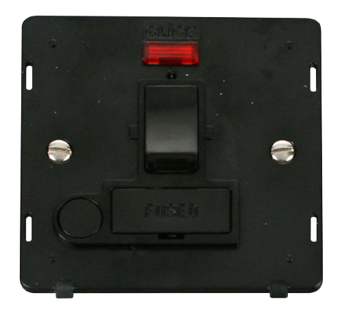 Scolmore SIN052BK - 13A Fused Switched Conn. Unit With Flex Outlet + Neon Insert - Black Definity Scolmore - Sparks Warehouse