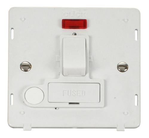 Scolmore SIN052PW - 13A Fused Switched Conn. Unit With Flex Outlet + Neon Insert - White Definity Scolmore - Sparks Warehouse