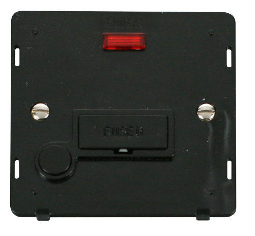 Scolmore SIN053BK - 13A Fused Connection Unit With Flex Outlet + Neon Insert - Black Definity Scolmore - Sparks Warehouse