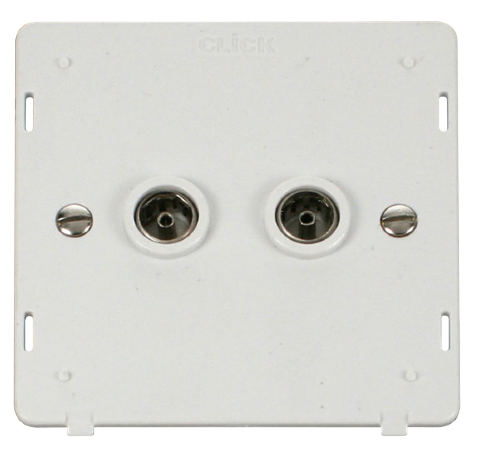 Scolmore SIN066PW - Twin Coaxial Socket Insert - White Definity Scolmore - Sparks Warehouse
