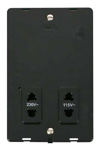 Scolmore SIN100BK - 115V/230V Dual Voltage Shaver Socket Outlet Insert - Black Definity Scolmore - Sparks Warehouse