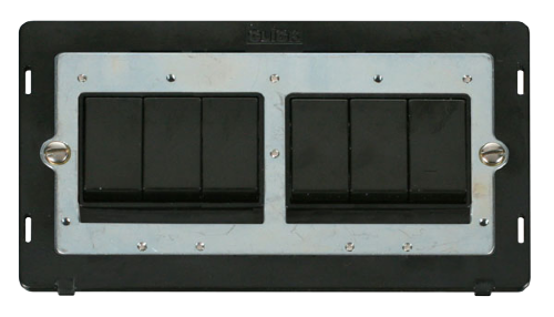 Scolmore SIN105BK - 10AX 6 Gang (2 x 3) 2 Way Switch Insert - Black Definity Scolmore - Sparks Warehouse