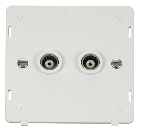 Scolmore SIN159PW - Twin Isolated Coaxial Socket Insert - White Definity Scolmore - Sparks Warehouse