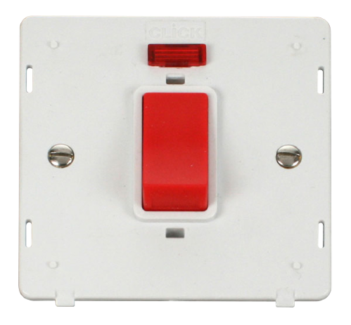 Scolmore SIN201PW - 45A 1 Gang Plate DP Switch With Neon Insert - White Definity Scolmore - Sparks Warehouse