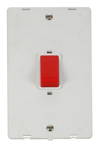 Scolmore SIN202PW - 45A 2 Gang Plate DP Switch Insert - White Definity Scolmore - Sparks Warehouse