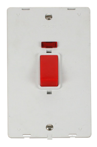 Scolmore SIN203PW - 45A 2 Gang Plate DP Switch With Neon Insert - White Definity Scolmore - Sparks Warehouse