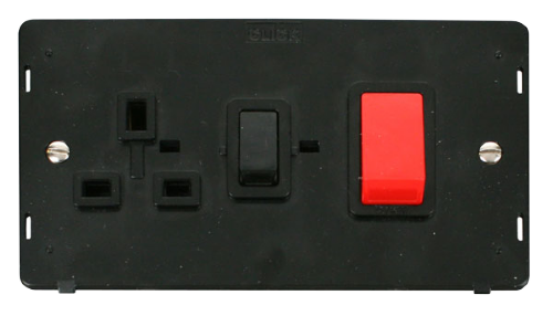 Scolmore SIN204BK - 45A DP Switch 13A DP Switched Socket Insert - Black Definity Scolmore - Sparks Warehouse