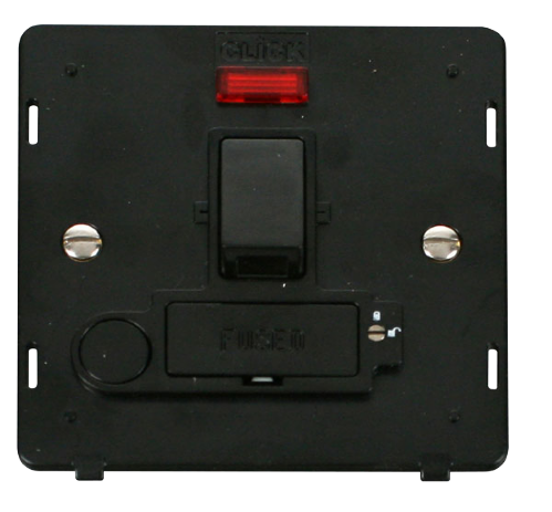 Scolmore SIN252BK - 13A Fused Switched Conn. Unit With F/O + Neon (Lockable) Insert - Black Definity Scolmore - Sparks Warehouse