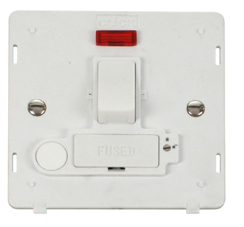 Scolmore SIN252PW - 13A Fused Switched Conn. Unit With F/O + Neon (Lockable) Insert - White Definity Scolmore - Sparks Warehouse