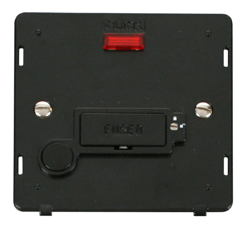 Scolmore SIN253BK - 13A Fused Conn. Unit With Flex Outlet + Neon (Lockable) Insert - Black Definity Scolmore - Sparks Warehouse
