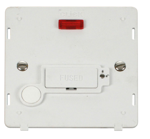 Scolmore SIN253PW - 13A Fused Conn. Unit With Flex Outlet + Neon (Lockable) Insert - White Definity Scolmore - Sparks Warehouse
