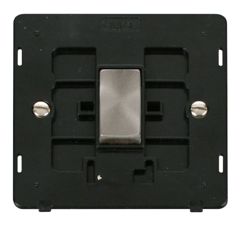Scolmore SIN411BKBS - INGOT 10AX 1 Gang 2 Way Switch Insert - Black / Brushed Stainless Definity Scolmore - Sparks Warehouse