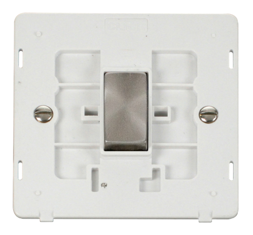 Scolmore SIN411PWBS - INGOT 10AX 1 Gang 2 Way Switch Insert - White / Brushed Stainless Definity Scolmore - Sparks Warehouse