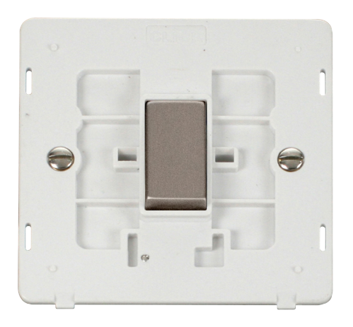 Scolmore SIN411PWSS - INGOT 10AX 1 Gang 2 Way Switch Insert - White / Stainless Steel Definity Scolmore - Sparks Warehouse