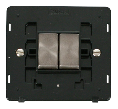 Scolmore SIN412BKBS - INGOT 10AX 2 Gang 2 Way Switch Insert - Black / Brushed Stainless Definity Scolmore - Sparks Warehouse