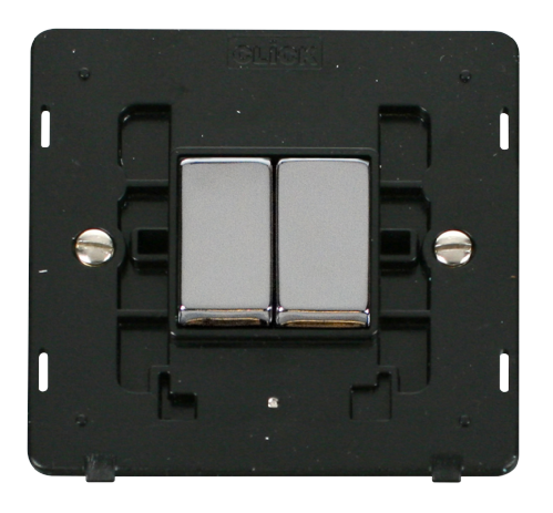 Scolmore SIN412BKCH - INGOT 10AX 2 Gang 2 Way Switch Insert - Black / Chrome Definity Scolmore - Sparks Warehouse
