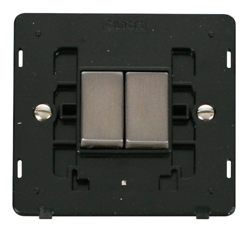 Scolmore SIN412BKSS - INGOT 10AX 2 Gang 2 Way Switch Insert - Black / Stainless Steel Definity Scolmore - Sparks Warehouse